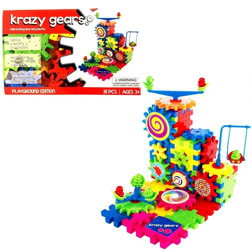 NIB Krazy Gears‎ 81 Pc Interlocking Learning Blocks Playground Edition